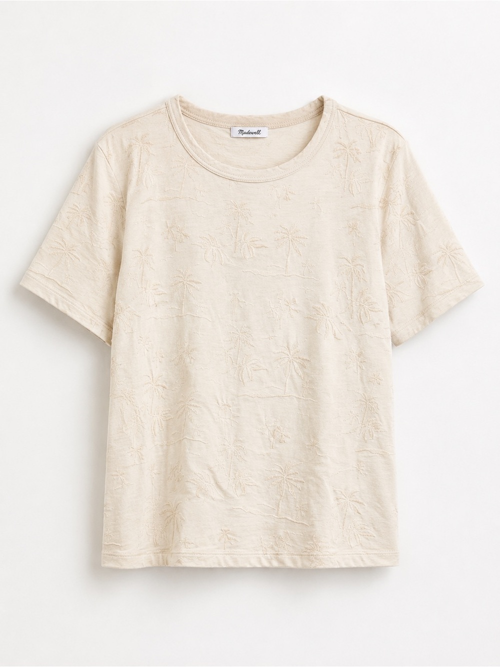 Madewell Embroidered Palm Tree Tee 100% Cotton Beige Short Sleeve T-Shirt small